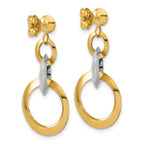 Leslie's 14K Two-tone Polished Circle Link Dangle Post Earrings - Image 4