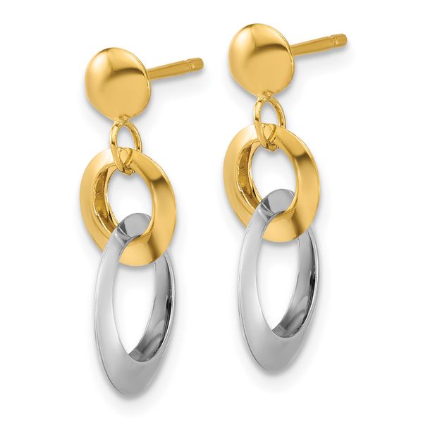 Leslie's 14K Two-tone Polished Circle Link Dangle Post Earrings - Image 2