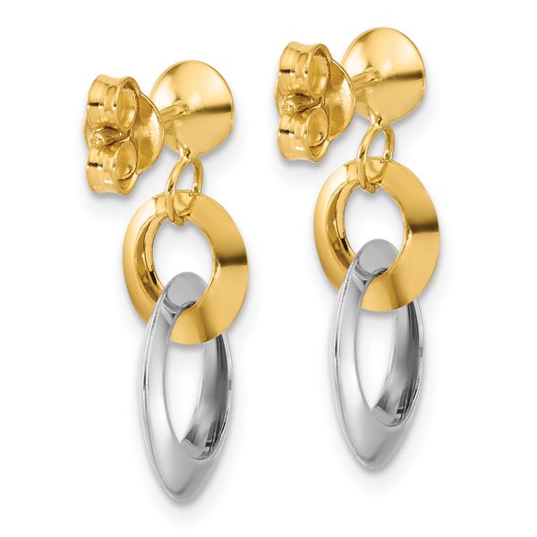 Leslie's 14K Two-tone Polished Circle Link Dangle Post Earrings - Image 4