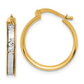 Leslie's 14K Two-tone Polished / Diamond-cut Round Hoop Earrings