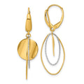 Leslie's 14K Two-tone Polished / Dia-cut Dangle Leverback Earrings