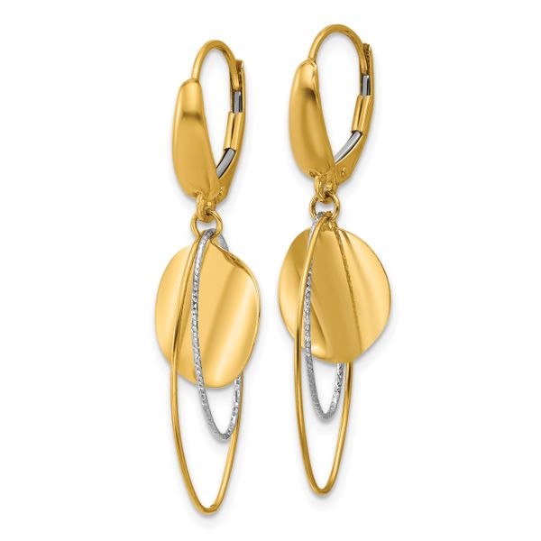 Leslie's 14K Two-tone Polished / Dia-cut Dangle Leverback Earrings - Image 2