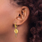 Leslie's 14K Two-tone Polished / Dia-cut Dangle Leverback Earrings - Image 3