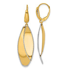 Leslie's 14K Two-tone Polished / Dia-cut Dangle Leverback Earrings