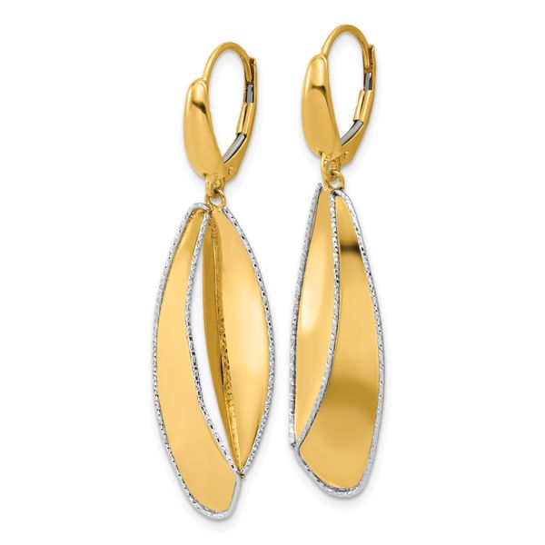 Leslie's 14K Two-tone Polished / Dia-cut Dangle Leverback Earrings - Image 2