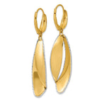 Leslie's 14K Two-tone Polished / Dia-cut Dangle Leverback Earrings - Image 4