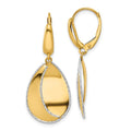 Leslie's 14K Two-tone Polished / Dia-cut Dangle Leverback Earrings