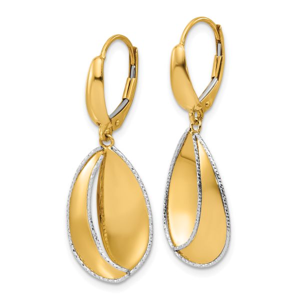 Leslie's 14K Two-tone Polished / Dia-cut Dangle Leverback Earrings - Image 2