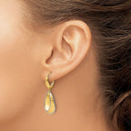 Leslie's 14K Two-tone Polished / Dia-cut Dangle Leverback Earrings - Image 3