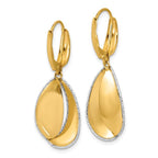 Leslie's 14K Two-tone Polished / Dia-cut Dangle Leverback Earrings - Image 4