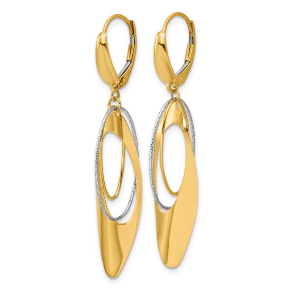 Leslie's 14K Two-tone Polished / Dia-cut Dangle Leverback Earrings - Image 2