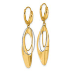 Leslie's 14K Two-tone Polished / Dia-cut Dangle Leverback Earrings - Image 4