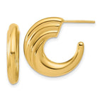 Leslie's 14K Polished and Grooved J-Hoop Post Earrings