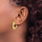 Leslie's 14K Polished and Grooved J-Hoop Post Earrings - Image 3