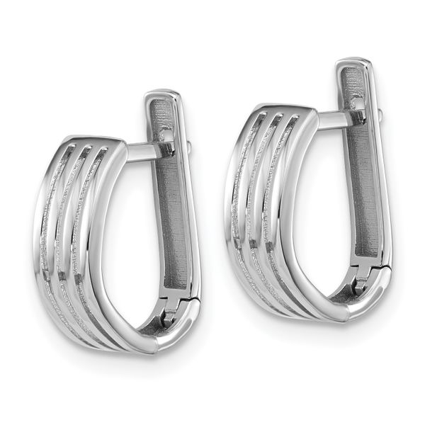 Leslie's 14K White Gold Polished and Grooved Hinged Hoop Earrings - Image 2