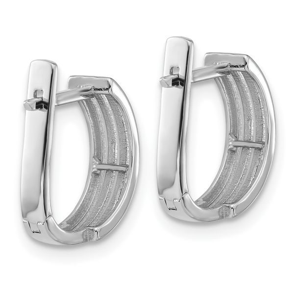 Leslie's 14K White Gold Polished and Grooved Hinged Hoop Earrings - Image 4