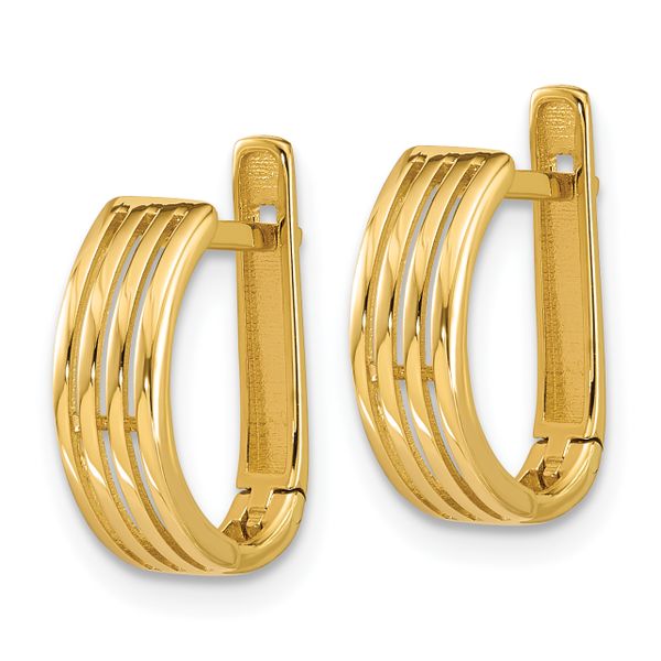 Leslie's 14K Polished and Grooved Hinged Hoop Earrings - Image 2