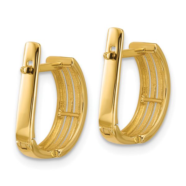Leslie's 14K Polished and Grooved Hinged Hoop Earrings - Image 4