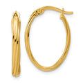 Leslie's 14K Polished and Grooved Twist Oval Hoop Earrings