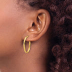 Leslie's 14K Polished and Grooved Twist Oval Hoop Earrings - Image 3