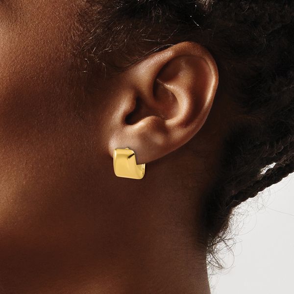 Leslie's 14K Polished Puff Square Hinged Hoop Earrings - Image 3