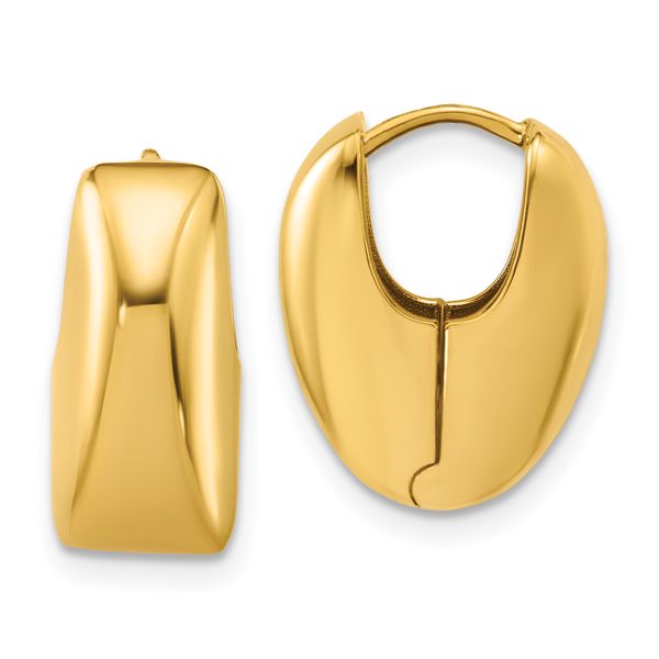 Leslie's 14K Polished Puff Oval Hinged Hoop Earrings