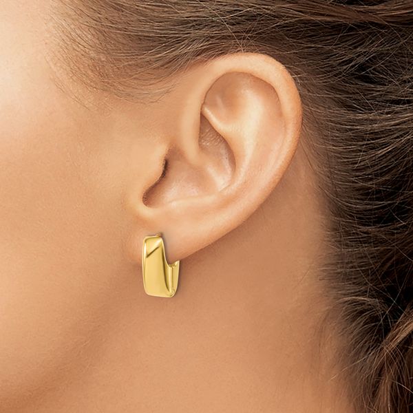 Leslie's 14K Polished Puff Oval Hinged Hoop Earrings - Image 3