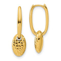 Leslie's 14K Polished / Dia-cut Oval w/Bead Hinged Hoop Earrings