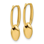 Leslie's 14K Polished / Dia-cut Oval w/Bead Hinged Hoop Earrings - Image 4