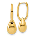 Leslie's 14K Polished Oval w/Bead Hinged Hoop Earrings