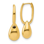Leslie's 14K Polished Oval w/Bead Hinged Hoop Earrings