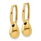 Leslie's 14K Polished Oval w/Bead Hinged Hoop Earrings - Image 2