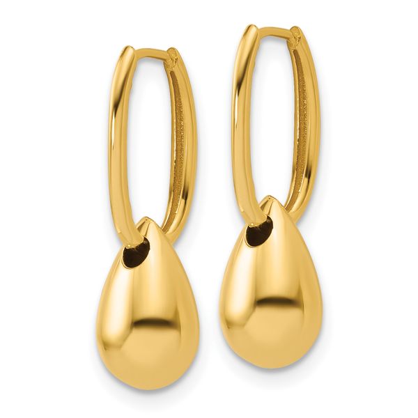 Leslie's 14K Polished Oval w/Bead Hinged Hoop Earrings - Image 4