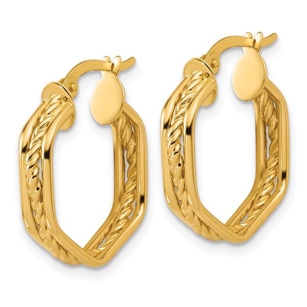 Leslie's 14K Polished and Twisted Hoop Earrings - Image 2