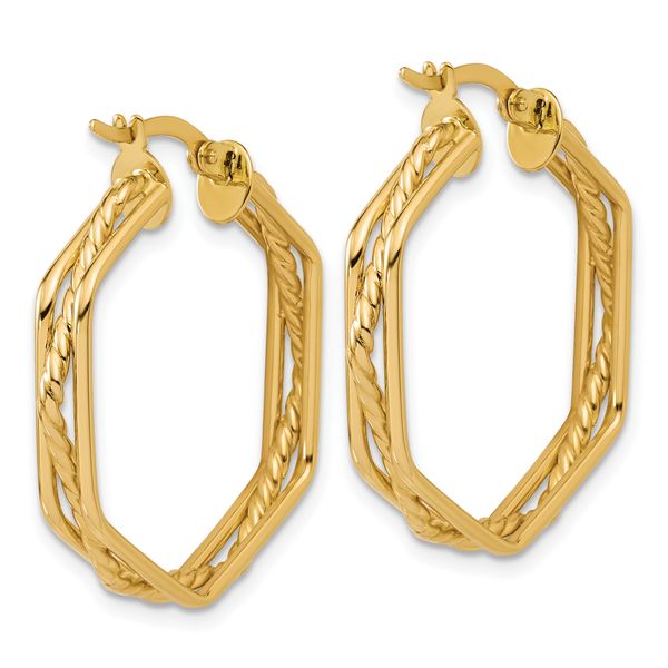 Leslie's 14K Polished and Twisted Hoop Earrings - Image 4