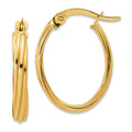 Leslie's 14K Polished and Grooved Twist Oval Hoop Earrings