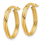 Leslie's 14K Polished and Grooved Twist Oval Hoop Earrings - Image 2