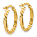 Leslie's 14K Polished and Grooved Twist Oval Hoop Earrings - Image 4