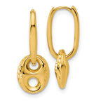 Leslie's 14K Polished/Dia-cut Mariner Bead Hinged Hoop Earrings