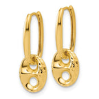 Leslie's 14K Polished/Dia-cut Mariner Bead Hinged Hoop Earrings - Image 2