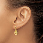 Leslie's 14K Polished/Dia-cut Mariner Bead Hinged Hoop Earrings - Image 3
