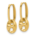 Leslie's 14K Polished/Dia-cut Mariner Bead Hinged Hoop Earrings - Image 4