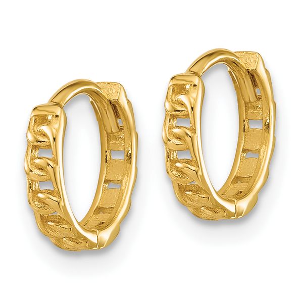 Leslie's 14K Polished Curb Link Round Hinged Hoop Earrings - Image 2