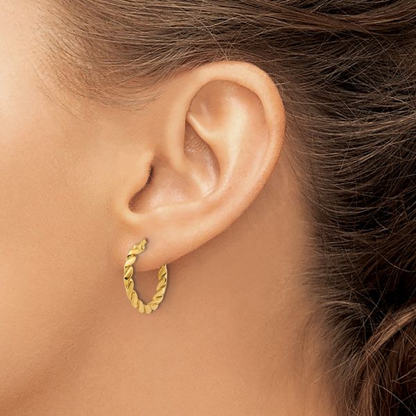 Leslie's 14K Polished Twisted Round Hoop Earrings - Image 3