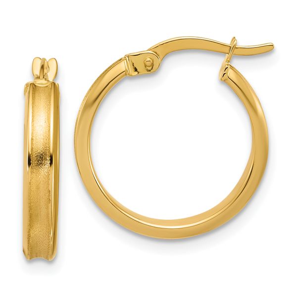 Leslie's 14K Polished and Satin Round Hoop Earrings