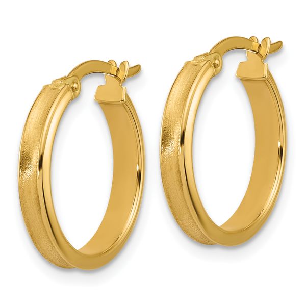 Leslie's 14K Polished and Satin Round Hoop Earrings - Image 2