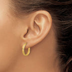 Leslie's 14K Polished and Satin Round Hoop Earrings - Image 3