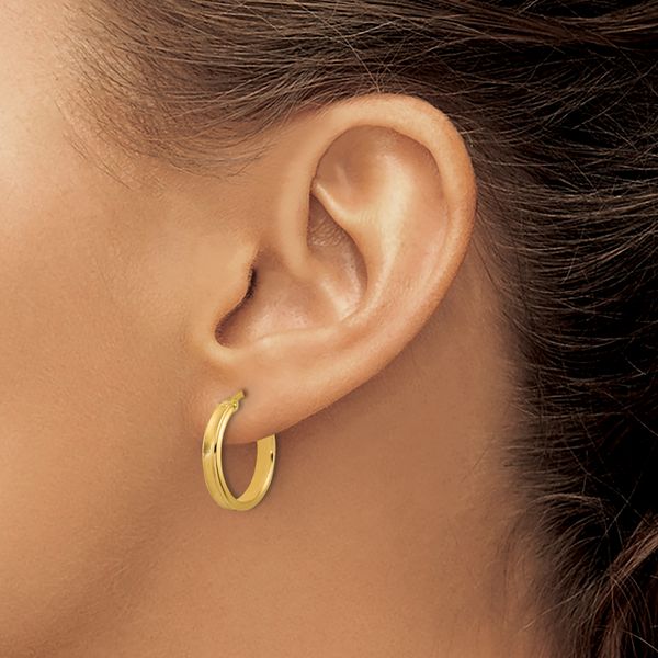 Leslie's 14K Polished and Satin Round Hoop Earrings - Image 3
