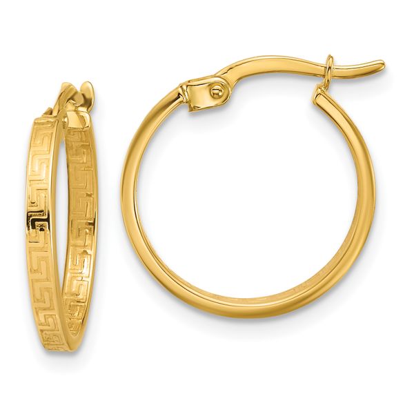 Leslie's 14K Polished Greek Key Round Hoop Earrings