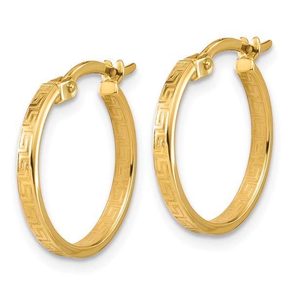 Leslie's 14K Polished Greek Key Round Hoop Earrings - Image 2